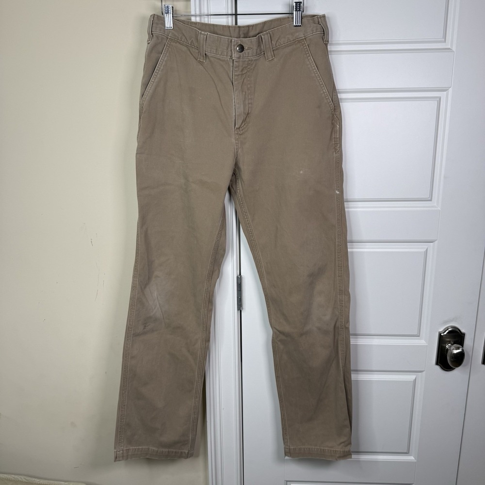 Carhartt Relaxed Fit Pants Men's 33/31 Khaki Carpenter Distressed 100095-253